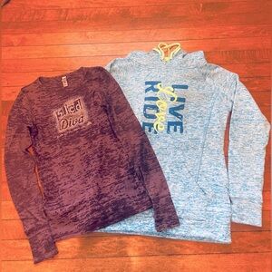 Sled Diva blue hoodie with thumb holes and purple thermal long sleeve sh…